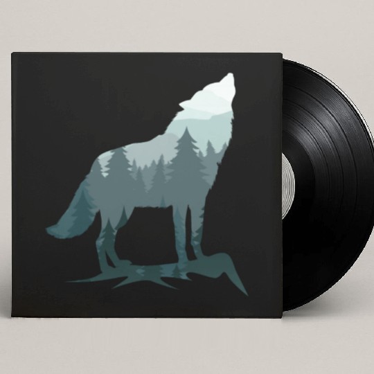 Lone Wolf Survives The Mountain Silhouette Art Custom Vinyl Record Sleeves