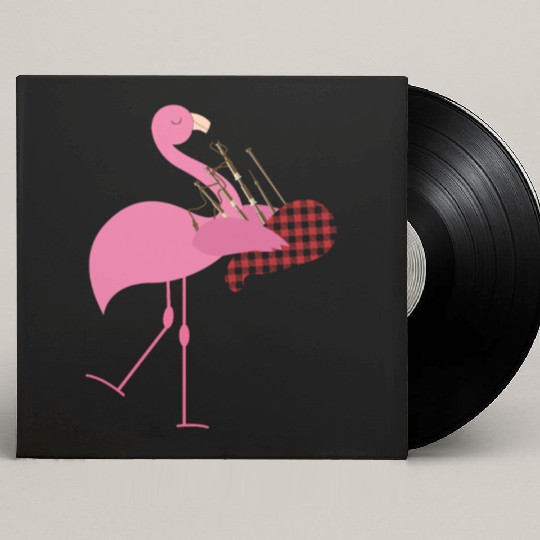 Cute Pink Flamingo Playing Bagpipes Musician Gift Custom Vinyl Record Sleeves