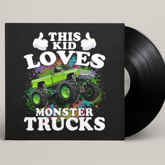 This Kid Loves Monster Trucks Custom Vinyl Record Sleeves