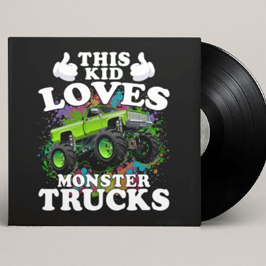 This Kid Loves Monster Trucks Custom Vinyl Record Sleeves