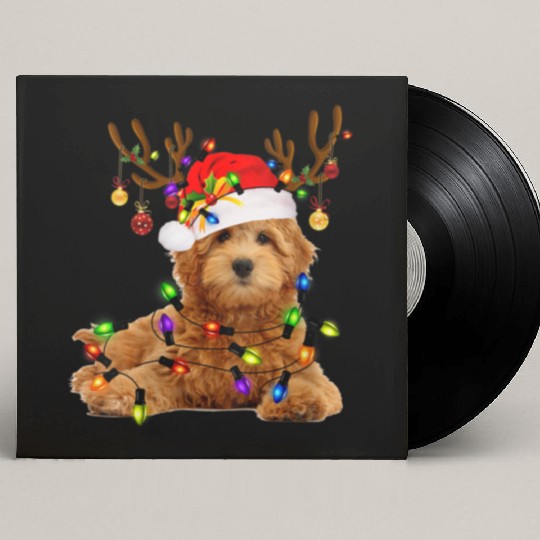 Womens Goldendoodle Christmas Custom Vinyl Record Sleeves Reindeer