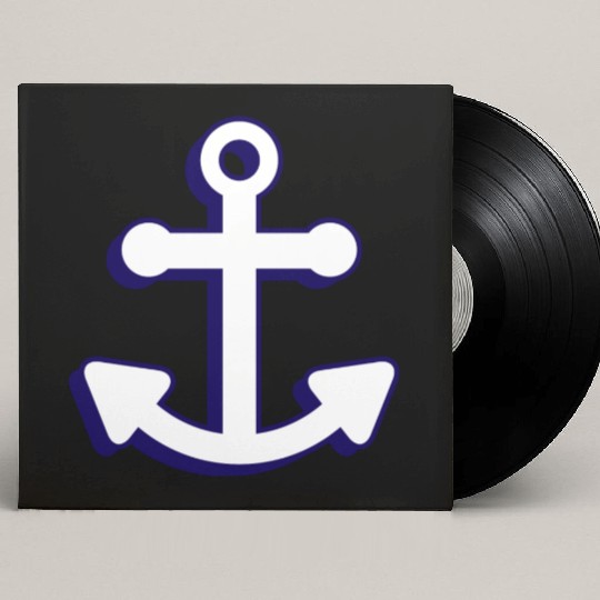 Nautical boat anchor in navy blue and white 3D Custom Vinyl Record Sleeves