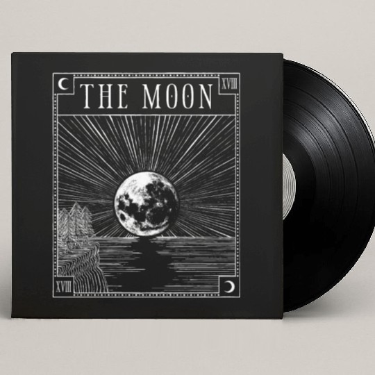 Moon Tarot Card XVIII Occult Witchcraft Gothic Custom Vinyl Record Sleeves