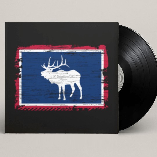 Wyoming Flag Elk Hunting Season For Deer Hunter Custom Vinyl Record Sleeves