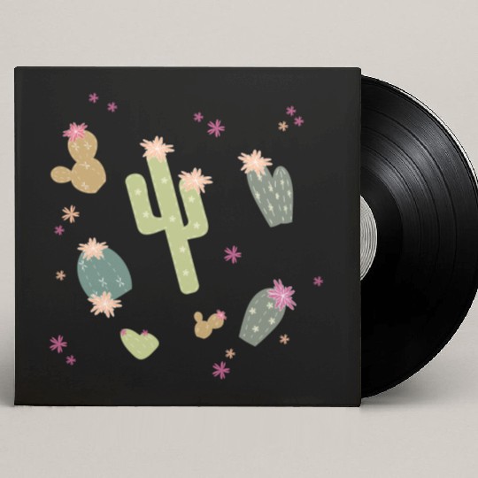 various cactus plants with flowers pattern Custom Vinyl Record Sleeves