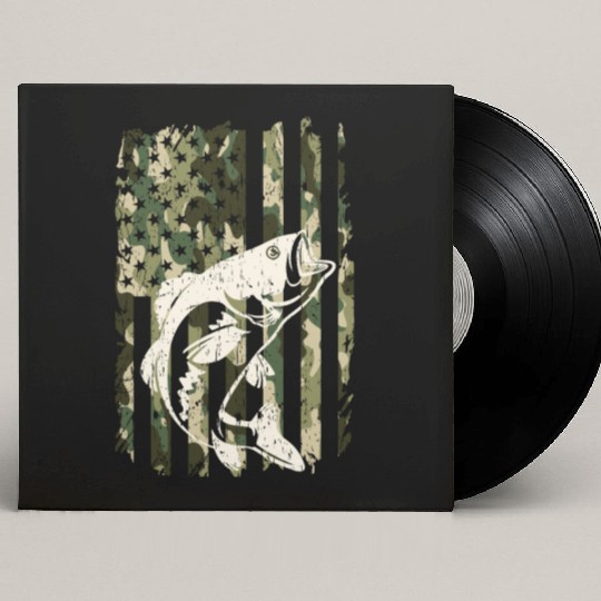 Camouflage American Flag Bass Fishing Custom Vinyl Record Sleeves