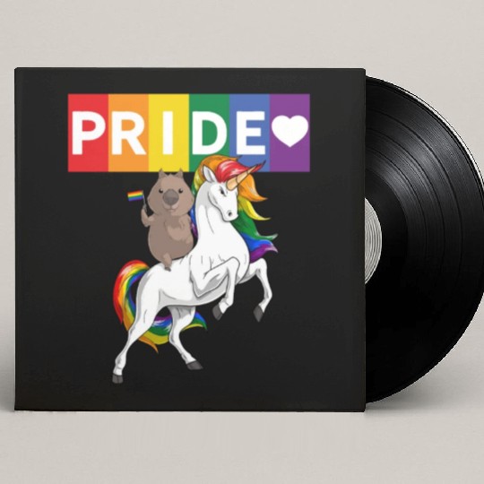 LGBT Gay Pride Wombat Riding Rainbow Unicorn Custom Vinyl Record Sleeves