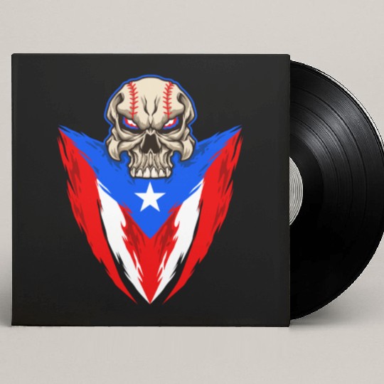 Puerto Rico Baseball Skull Custom Vinyl Record Sleeves
