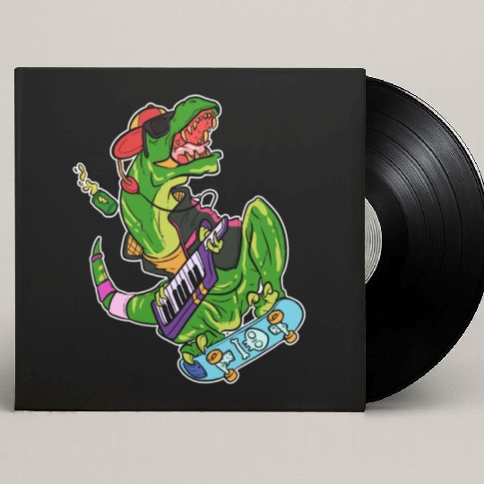 T-Rex Skateboard Cool Dinosaur Fan Gift Custom Vinyl Record Sleeves