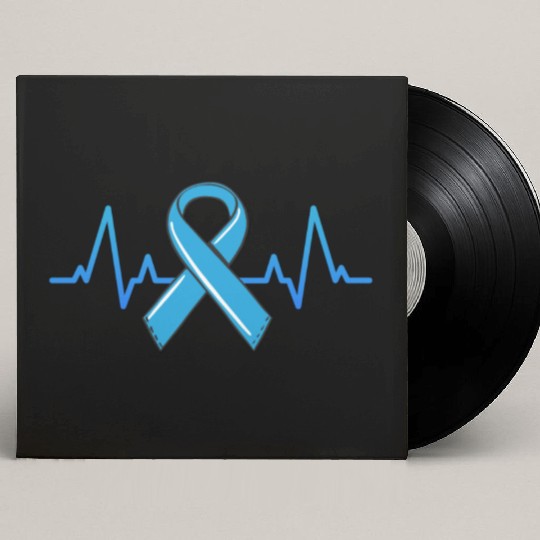 Prostate Cancer Fighter Heartbeat Custom Vinyl Record Sleeves Blue Ribbon
