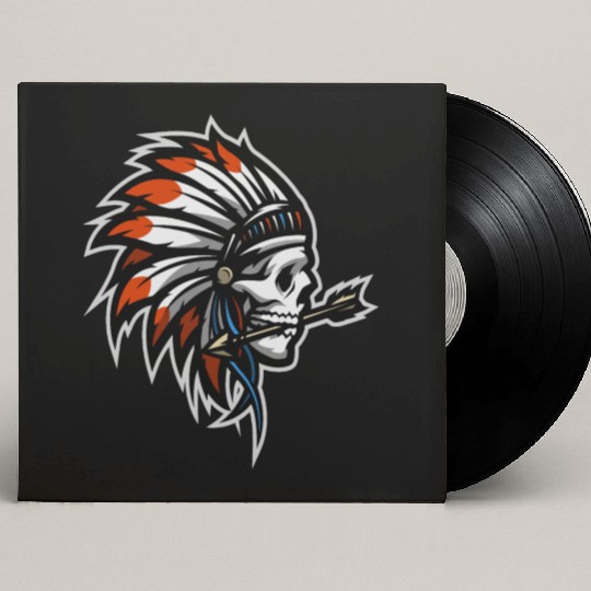 Native American Indian Headdress Skull Custom Vinyl Record Sleeves