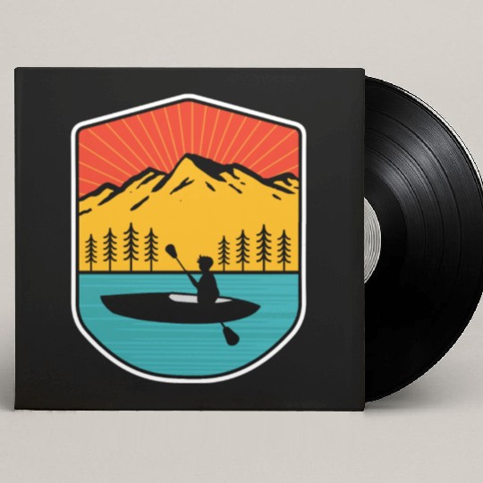 Retro Kayaking Boating Paddling In Lake Tahoe Custom Vinyl Record Sleeves