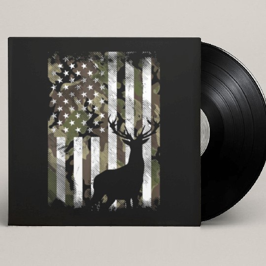 Camo American Flag Deer Hunter Hunting Custom Vinyl Record Sleeves