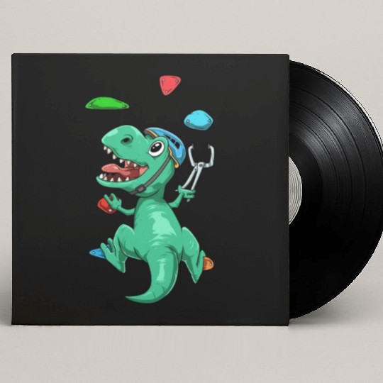 Funny T-Rex Bouldering and Rock Climbing Gift Custom Vinyl Record Sleeves