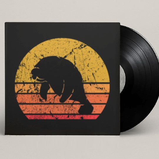 Retro Sun Dugong Manatee Sea Cow Gift Custom Vinyl Record Sleeves