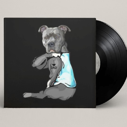 Cute Pitbull I Love Dad Dog Lovers Fathers Day Custom Vinyl Record Sleeves
