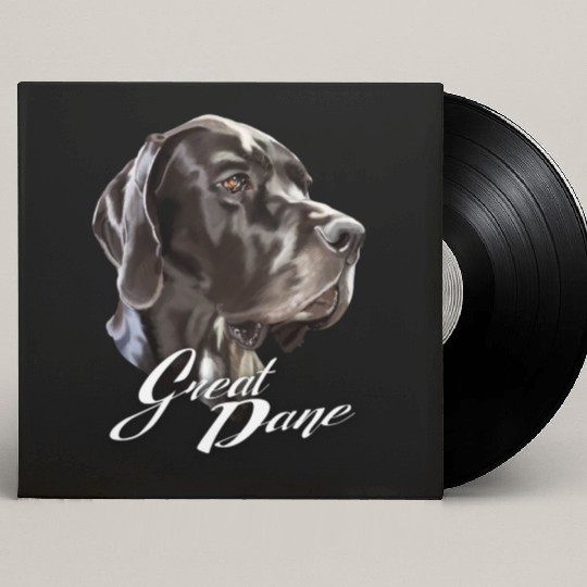 Serious Face Black Great Dane Dog Custom Vinyl Record Sleeves
