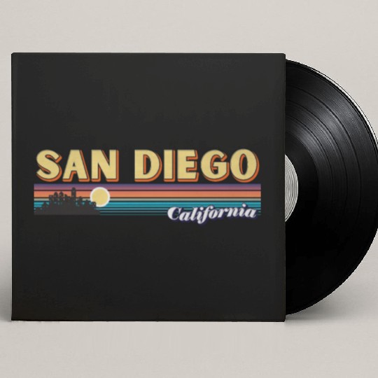 Vintage San Diego California Retro Sunset Stripes Custom Vinyl Record Sleeves