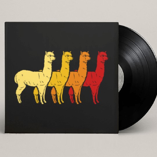 Retro Llama Alpaca Sunset Art Boy Girl Kids Animal Custom Vinyl Record Sleeves