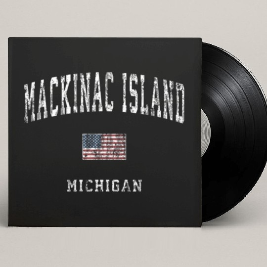 Mackinac Island Michigan MI Vintage American Flag Custom Vinyl Record Sleeves