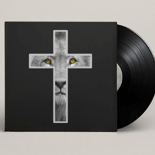 Christian Cross with Jesus the Lion of Judah Custom Vinyl Record Sleeves