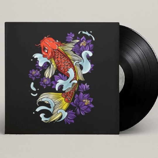 Koi Fish Cool Japanese Tattoo Japan Carp Gift Idea Custom Vinyl Record Sleeves