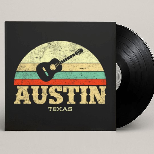 Retro Austin Texas Guitar Vintage Lone Star State Custom Vinyl Record Sleeves