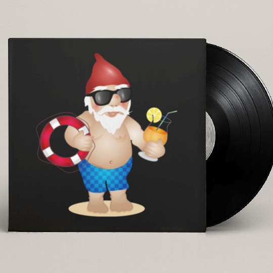 Garden gnome with swimming trunks and lifebuoy Custom Vinyl Record Sleeves
