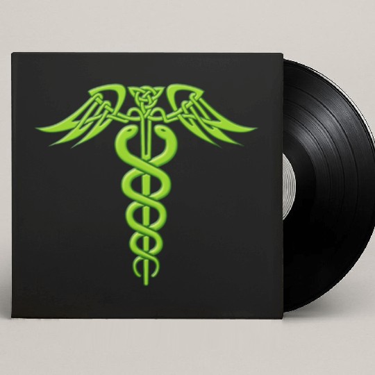 Green Celtic Knot Caduceus Custom Vinyl Record Sleeves