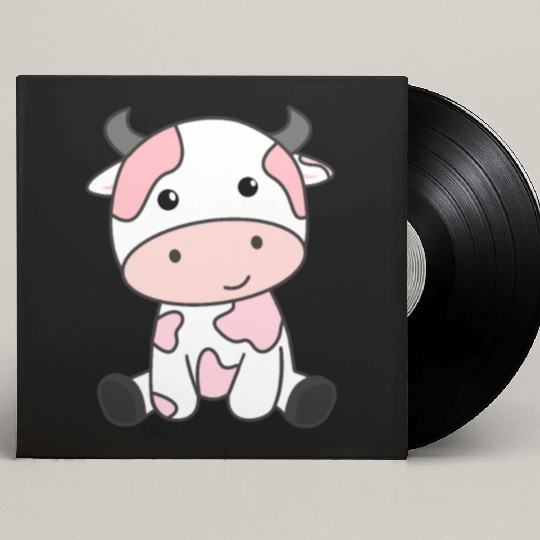 Strawberry Cow Cute Pink Strawberry Cow Kawaii Custom Vinyl Record Sleeves