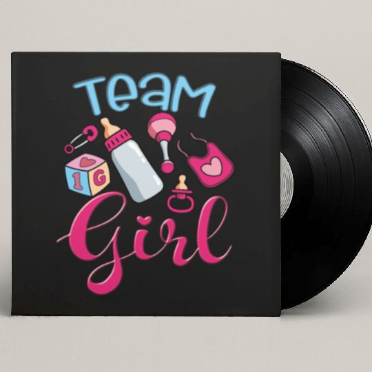 Cute Team Girl, Gender Reveal, It's A Baby Girl Custom Vinyl Record Sleeves