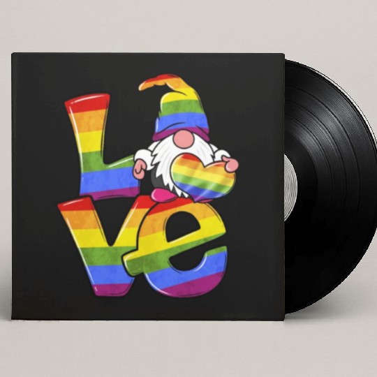 Love Gnome Heart Trans Gay LGBTQ Pride Month Custom Vinyl Record Sleeves