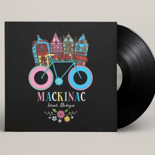 Mackinac Island Michigan Bike Art Custom Vinyl Record Sleeves