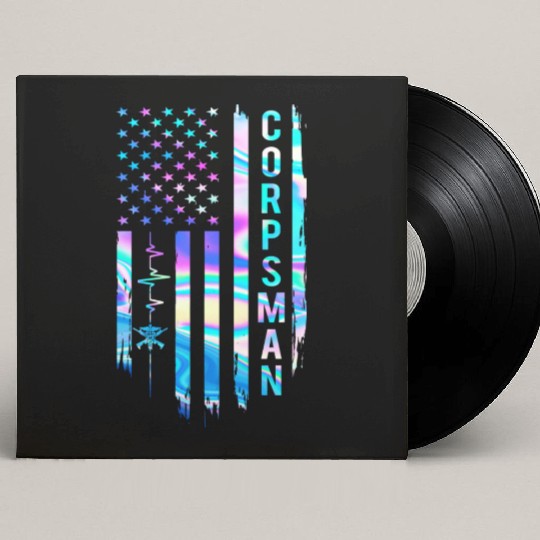 Awesome US Flag Heart Corpsman Custom Vinyl Record Sleeves