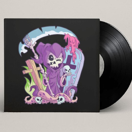 Kawaii Death Grim Reaper Pastel Goth Creepy Occult Custom Vinyl Record Sleeves