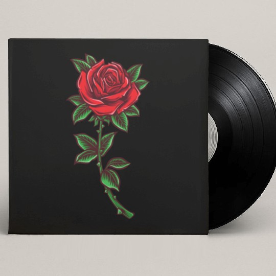 Red rose, Rose stem Custom Vinyl Record Sleeves