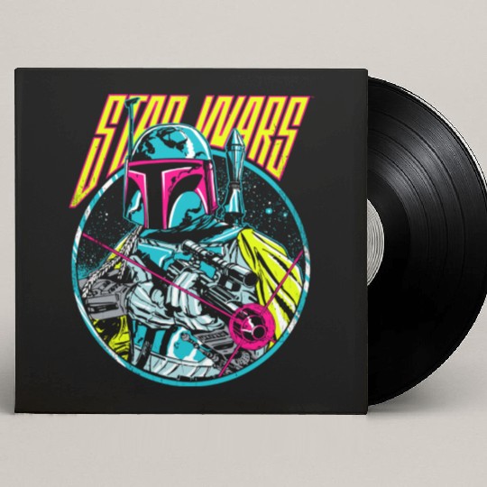 Star Wars Boba Fett Neon Blaster Vintage Graphic Custom Vinyl Record Sleeves