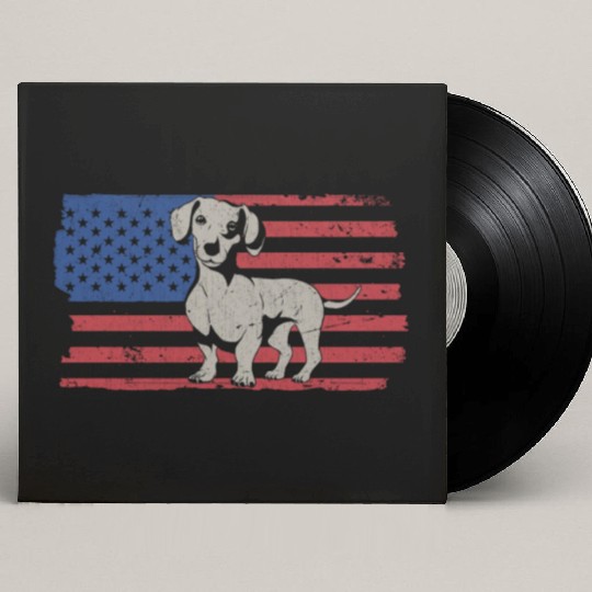 Wiener, Dachshund, US FLAG Custom Vinyl Record Sleeves