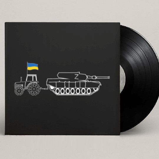 Ukrainian Tractor Pulling Tank With Ukraine Flag Custom Vinyl Record Sleeves