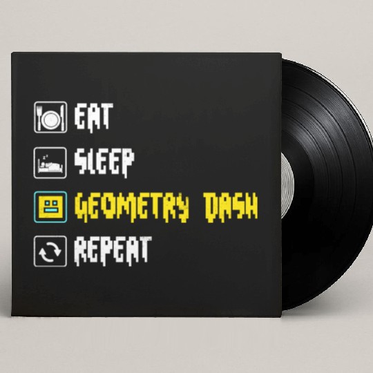 Eat sleep geometry dash repeat retro Jumper Repeat Custom Vinyl Record Sleeves