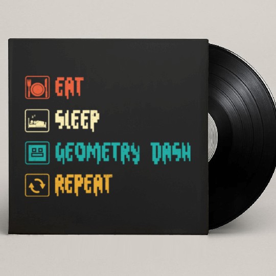 Eat sleep geometry dash repeat retro Jumper Repeat Custom Vinyl Record Sleeves