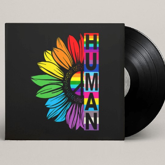 HUMAN Sunflower LGBT Flag Gay Pride Month LGBTQ Custom Vinyl Record Sleeves