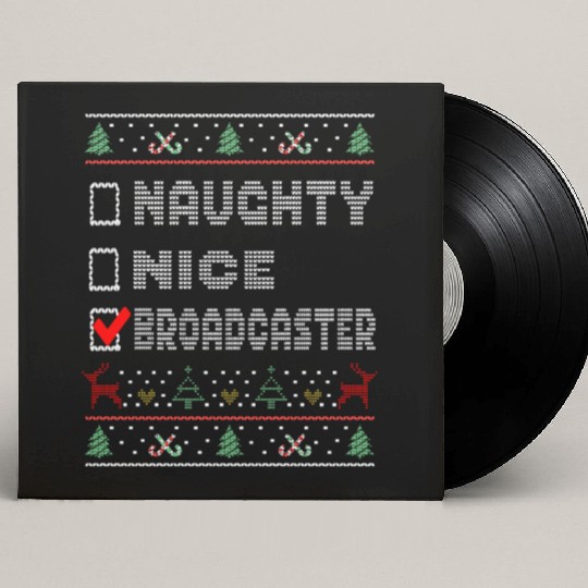 Naughty Nice Broadcaster, Matching Christmas Custom Vinyl Record Sleeves