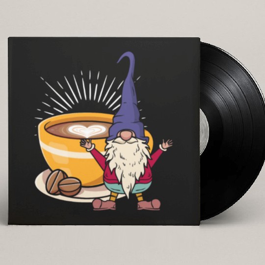 Coffee Gnome Heart Gardening Gnomes Custom Vinyl Record Sleeves