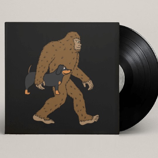 Bigfoot Sasquatch Carrying Dachshund Custom Vinyl Record Sleeves