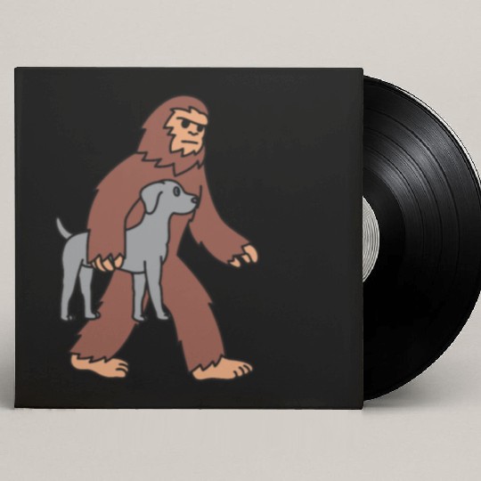 Bigfoot Sasquatch Carrying Weimaraner Custom Vinyl Record Sleeves