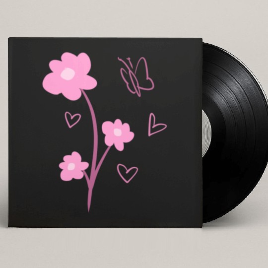 flowers symbol plants nature butterfly pink Custom Vinyl Record Sleeves