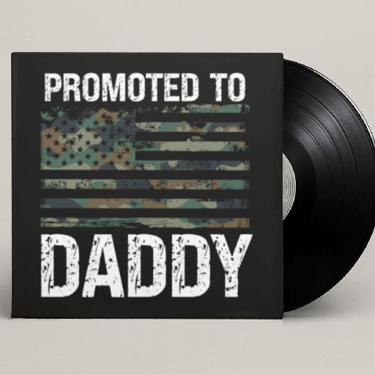 Promoted To Daddy Camo USA Patriot New Father Dad Custom Vinyl Record Sleeves