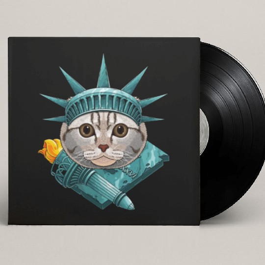 Statue Of Liberty Scottish Fold 4th Of July Cat US Custom Vinyl Record Sleeves