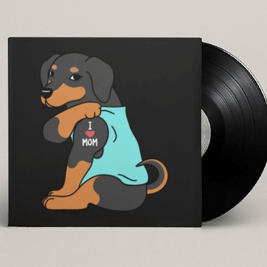 I Love Mom Tattoo Dachshund Custom Vinyl Record Sleeves